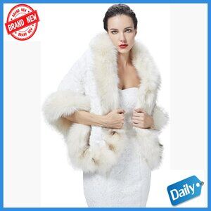Faux Fur Shawl Wrap Stole for Winter Wedding Evening Party Plus Size